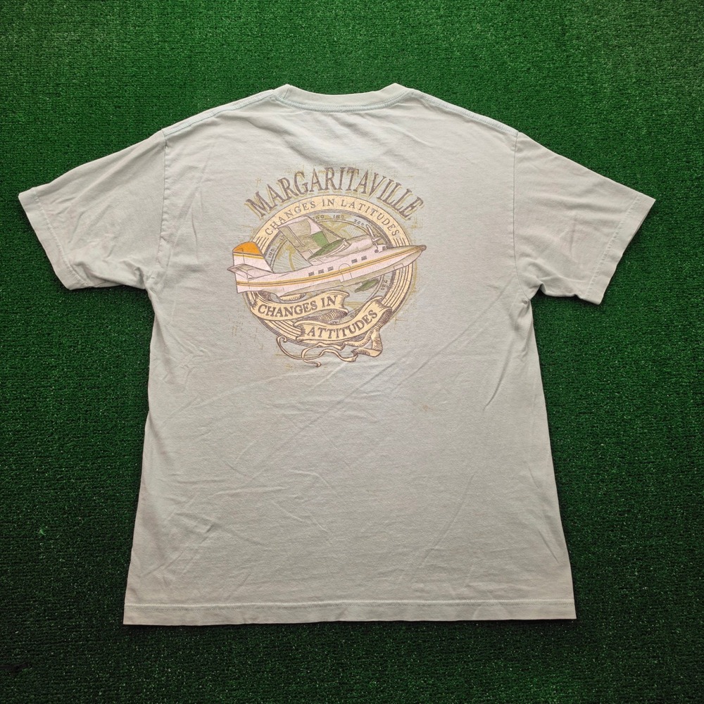 Margaritaville Orlando Tshirt Mens Large Light Blue Changes in Latitudes